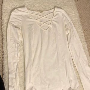 White cut out heart & hips long sleeve shirt
